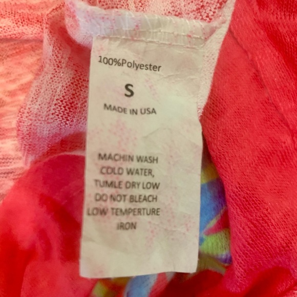 XNYC Womens Knit Tank Top Size S Pink Blue Feather Native Print Pullover boho - Picture 5 of 7